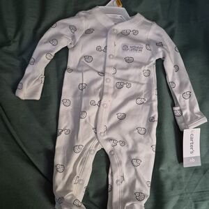 Carter's White and Black Heart Print Footie